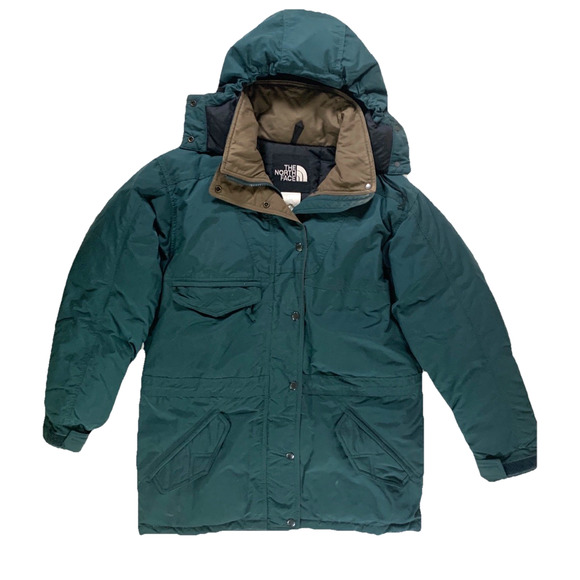 Vtg 90s The North Face Goose Down Jacket Hooded Green Puffer Parka TNF Mens M - Picture 1 of 11